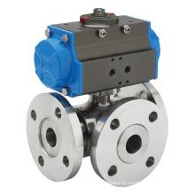 Three Way PVC Pneumatic Ball Valve